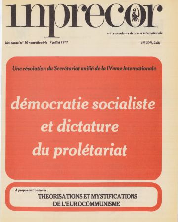 Couverture, Inprecor n° 10