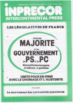 Couverture, Inprecor n° 103