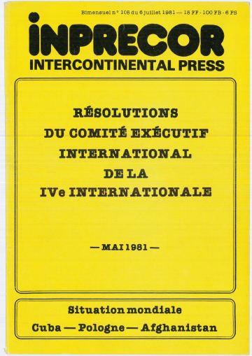 Couverture, Inprecor n° 105