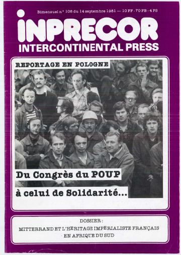 Couverture, Inprecor n° 108