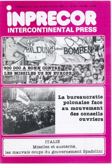 Couverture, Inprecor n° 111