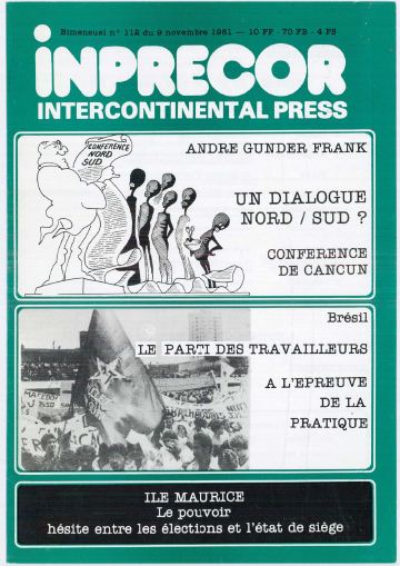 Couverture, Inprecor n° 112