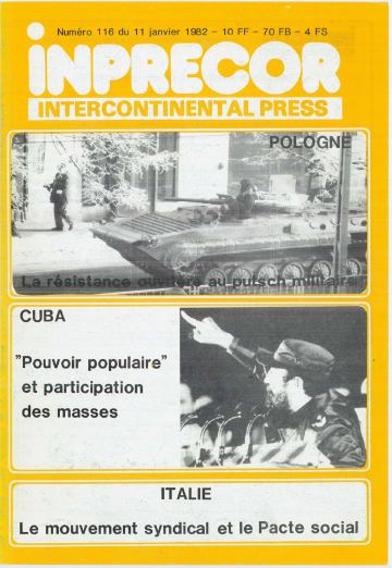 Couverture, Inprecor n° 116