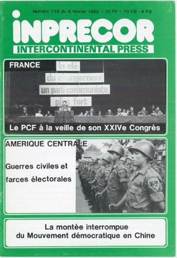 Couverture, Inprecor n° 118