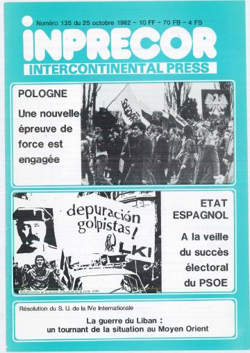 Couverture, Inprecor n° 135