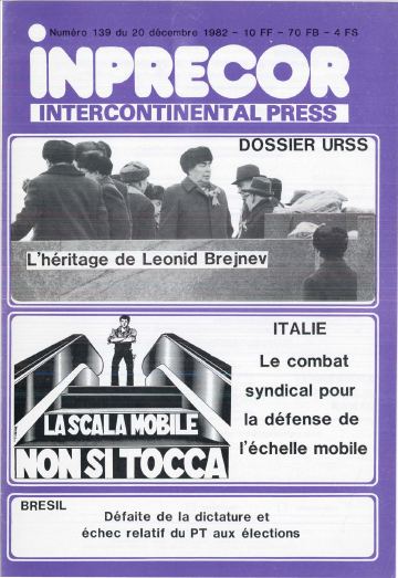 Couverture, Inprecor n° 139