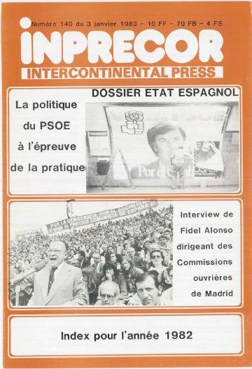 Couverture, Inprecor n° 140