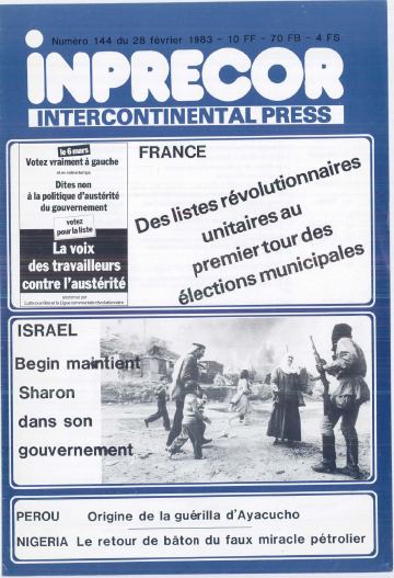 Couverture, Inprecor n° 144