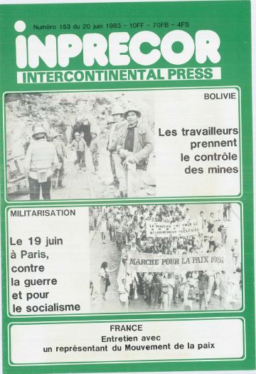 Couverture, Inprecor n° 153