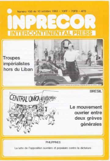 Couverture, Inprecor n° 158