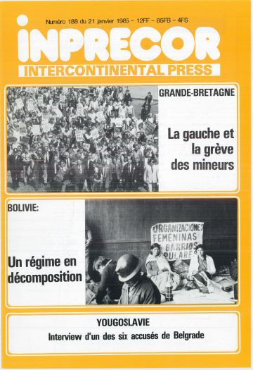 Couverture, Inprecor n° 188