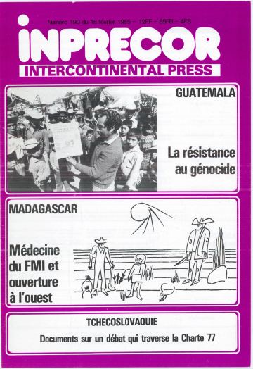 Couverture, Inprecor n° 190