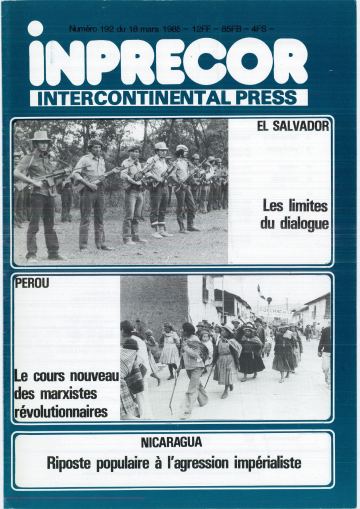 Couverture, Inprecor n° 192