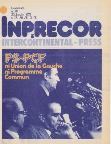 Couverture, Inprecor n° 20