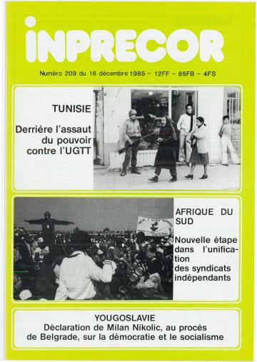 Couverture, Inprecor n° 209