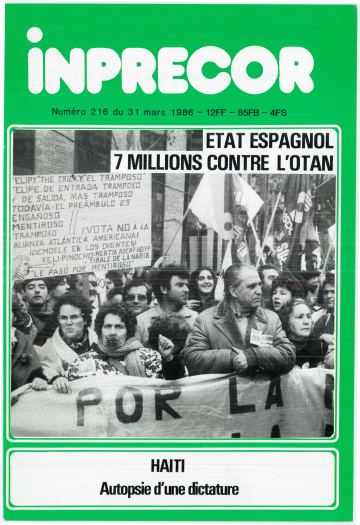 Couverture, Inprecor n° 216