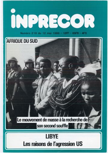 Couverture, Inprecor n° 219