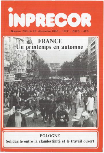 Couverture, Inprecor n° 233