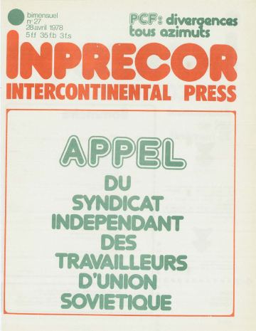 Couverture, Inprecor n° 27