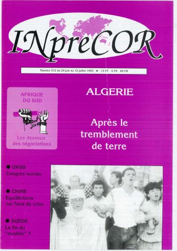 Couverture, Inprecor n° 312