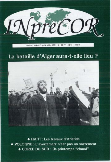 Couverture, Inprecor n° 334