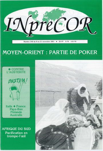 Couverture, Inprecor n° 340