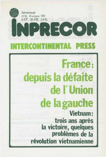 Couverture, Inprecor n° 36