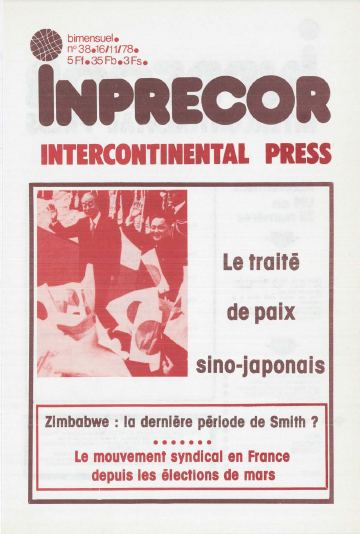 Couverture, Inprecor n° 38