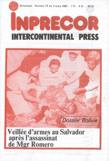 Couverture, Inprecor n° 74