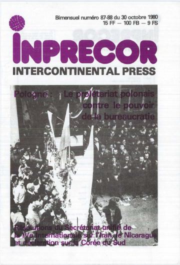 Couverture, Inprecor n° 87-88