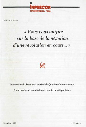 Couverture, Inprecor n° 90bis