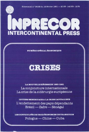 Couverture, Inprecor n° 94-95